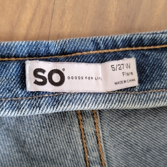 Soho Juniors sz 5/27 LIKE NEW Flare Hippy Boho Leather Vintage 70's Jeans Y2K - Picture 5 of 12